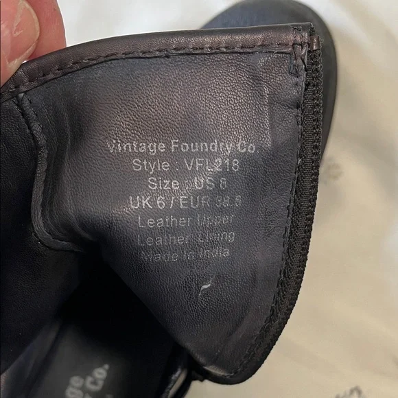 Vintage Foundry Co. “Miriam” Black Suede Buckle Ankle Moto / Combat Boots - Picture 8 of 8